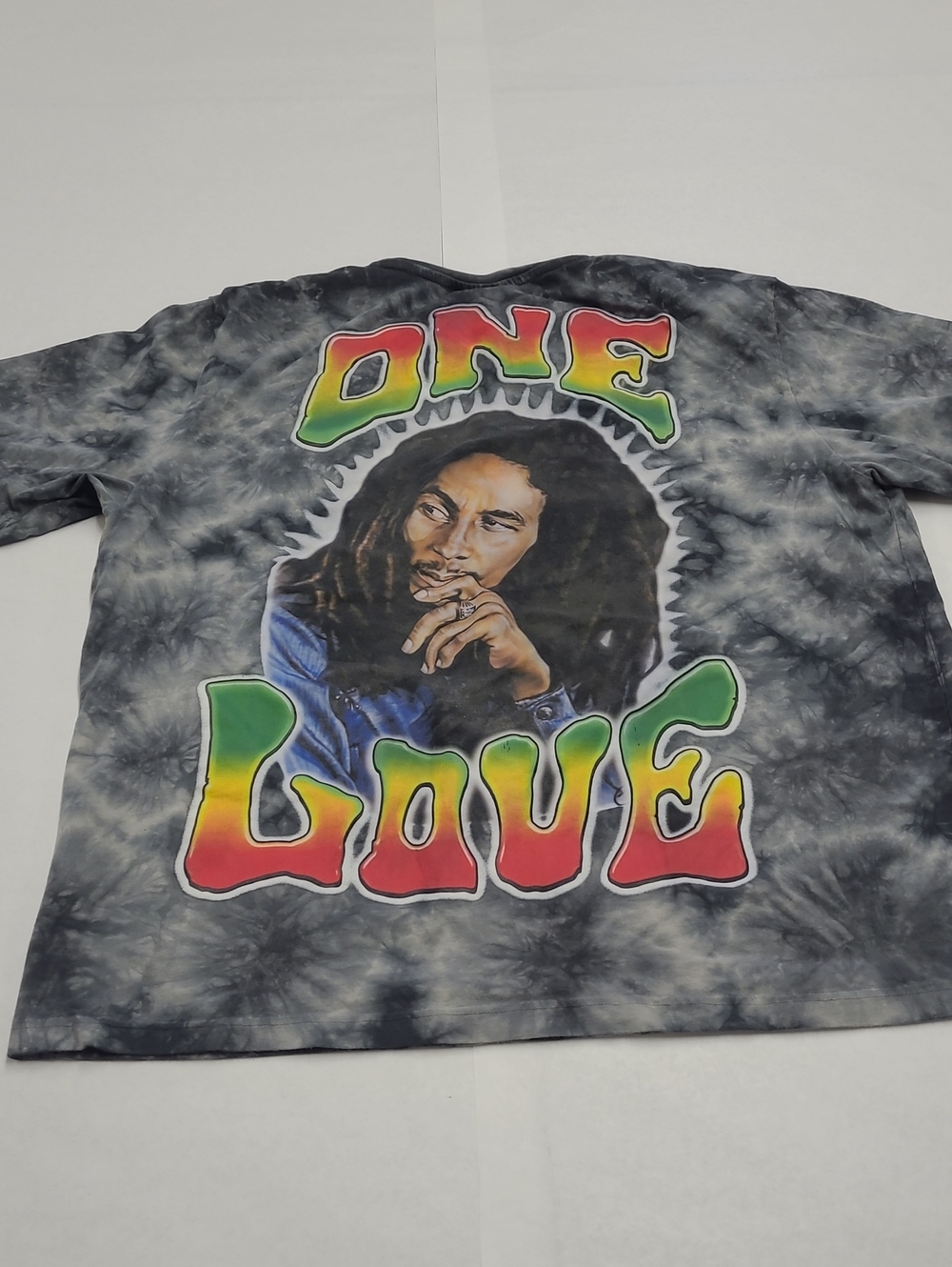 Bob Marley Tie-Dye Graphic Tee - Black & Gray Size 1X